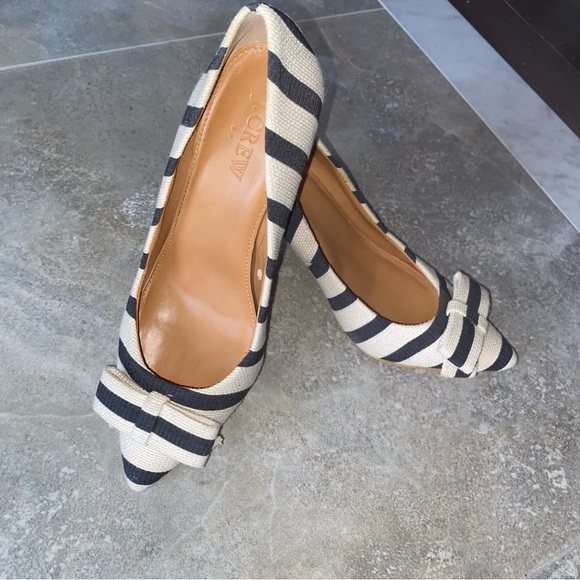 J. Crew Striped Pumps with Bows - Picture 2 of 15